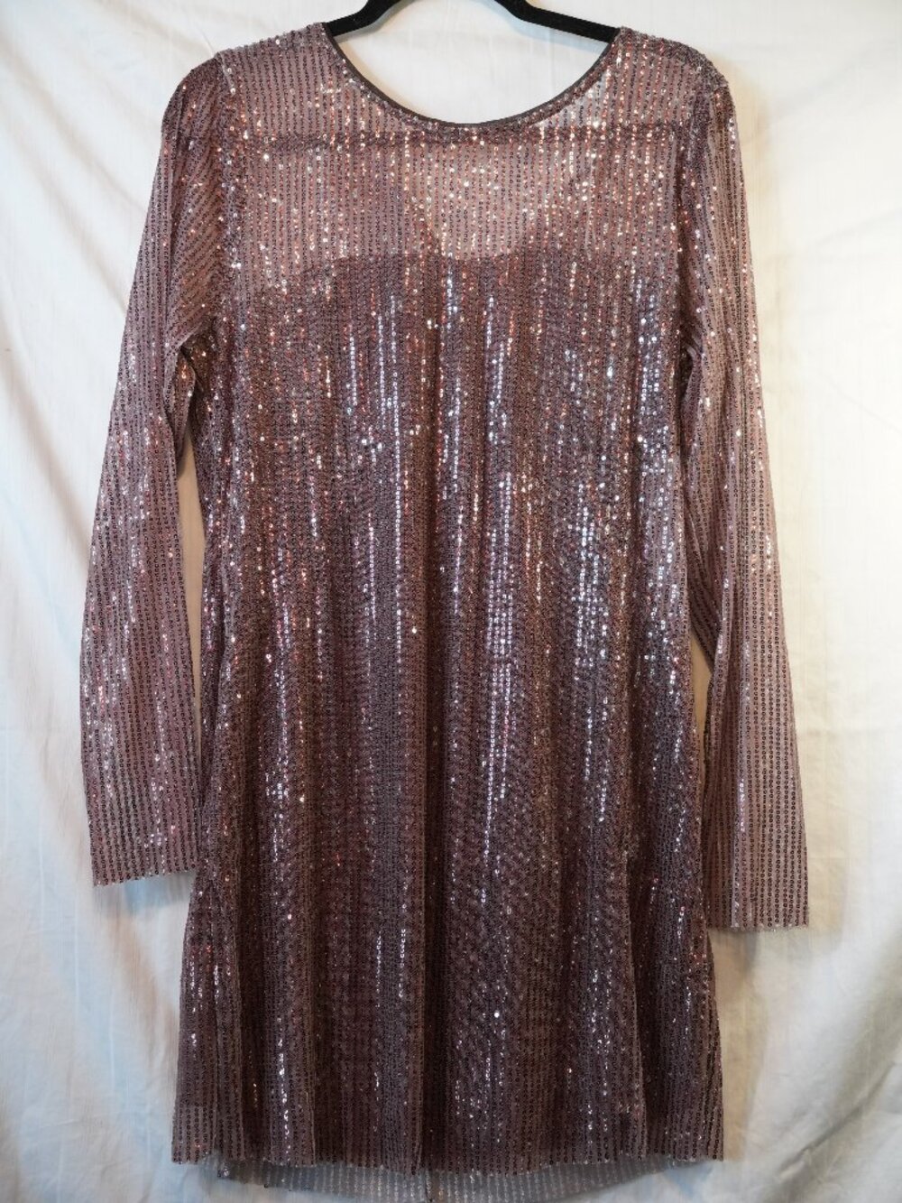 Walter Baker Bellini Sheer Sequin Mini Dress City Sequin Mink XL NWT Sample